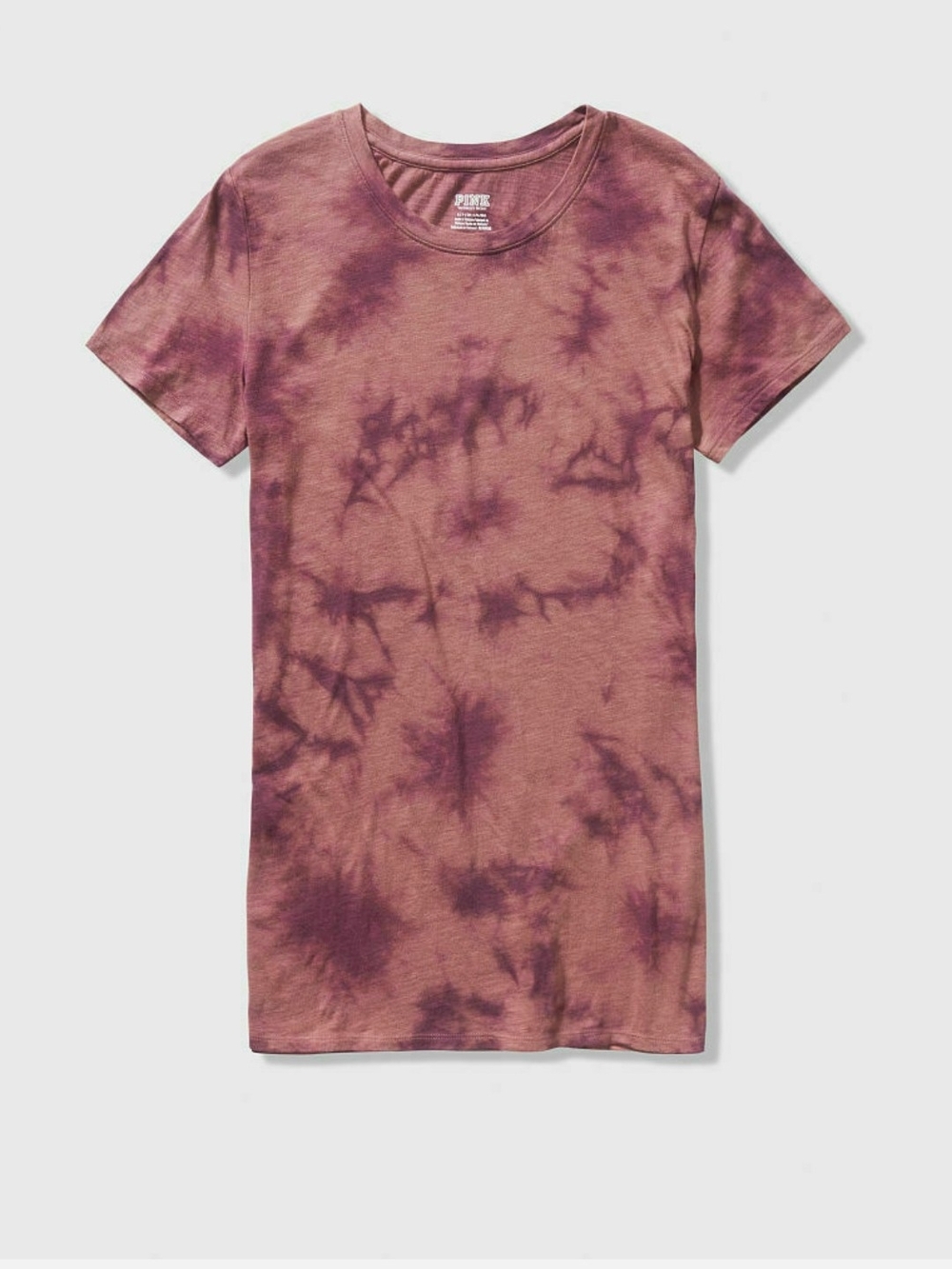 PINK Tie-Dye Crewneck Tee in Mauve and Plum